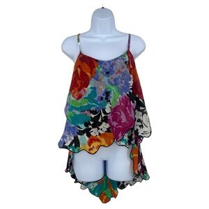 Holly Harp multi print top vintage draped